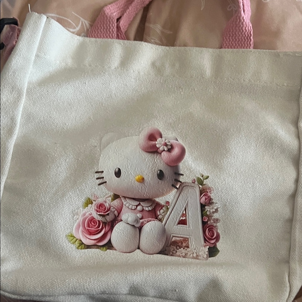 Hello Kitty White Tote Bag with Pink Accents